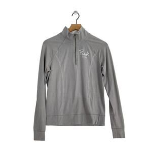Victoria's Secret Pink Yoga Gray Quarter Zip Pullover Athletic Jacket Size Small